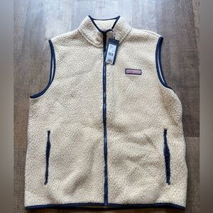 Vineyard Vines Sherpa Vest with Navy Trim